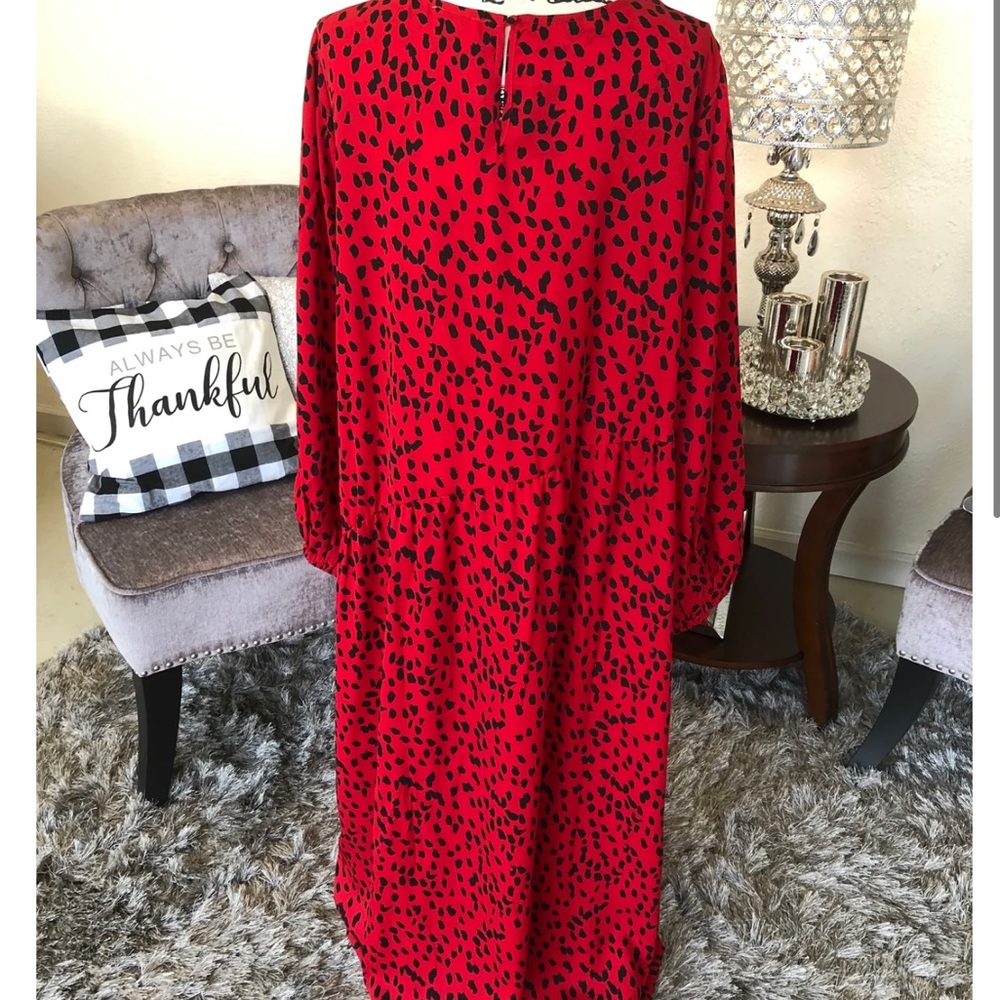 Hayden red with black dots dress 2X - Picture 2 of 5